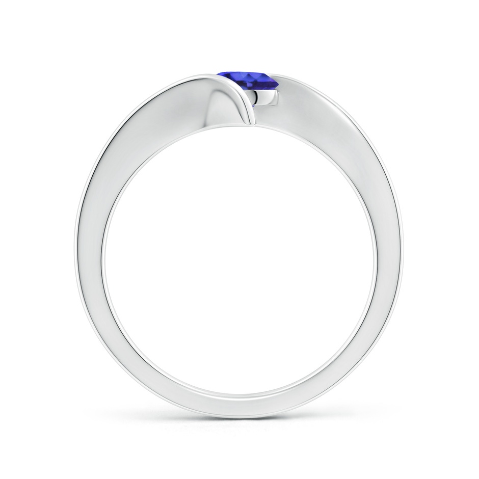 5mm AAAA Bar-Set Solitaire Round Tanzanite Bypass Ring in White Gold side-1