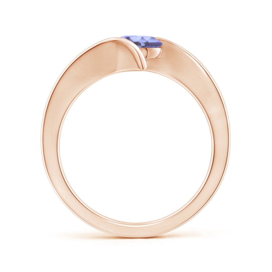 6mm A Bar-Set Solitaire Round Tanzanite Bypass Ring in Rose Gold side-1