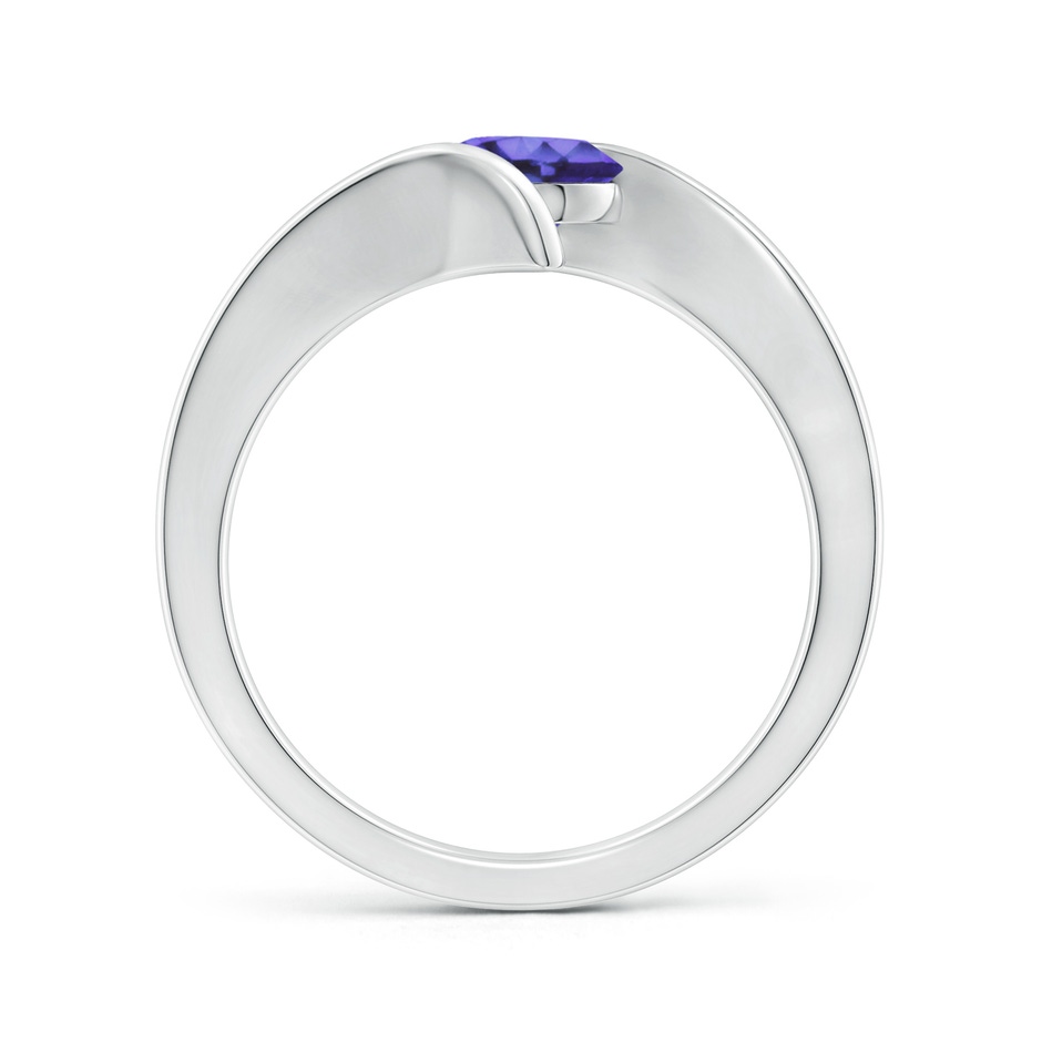 6mm AA Bar-Set Solitaire Round Tanzanite Bypass Ring in White Gold side-1