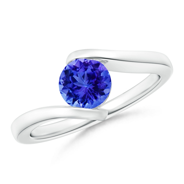 6mm AAA Bar-Set Solitaire Round Tanzanite Bypass Ring in 10K White Gold 