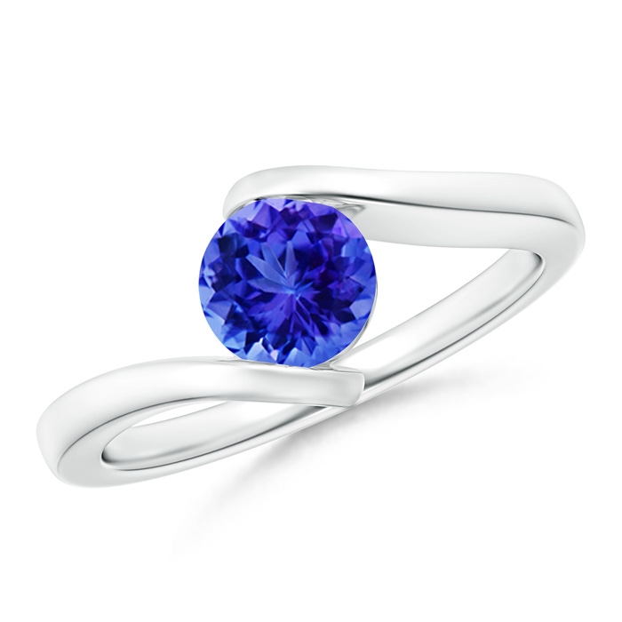 6mm AAA Bar-Set Solitaire Round Tanzanite Bypass Ring in 10K White Gold