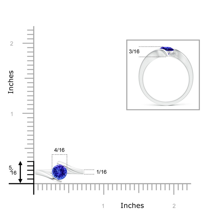 6mm AAA Bar-Set Solitaire Round Tanzanite Bypass Ring in 10K White Gold product image