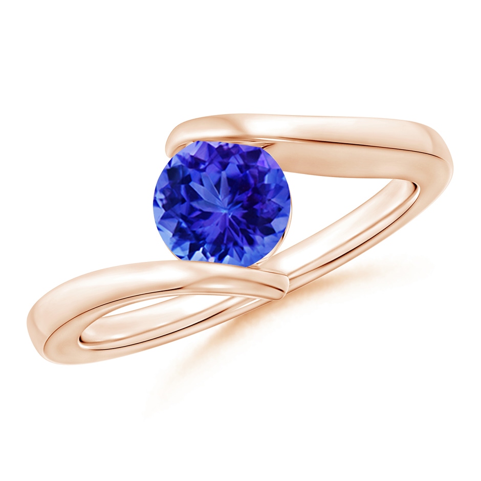 6mm AAA Bar-Set Solitaire Round Tanzanite Bypass Ring in Rose Gold 