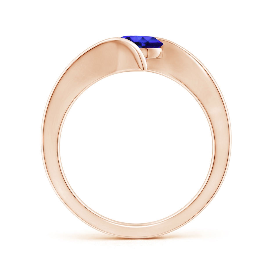 6mm AAA Bar-Set Solitaire Round Tanzanite Bypass Ring in Rose Gold side-1
