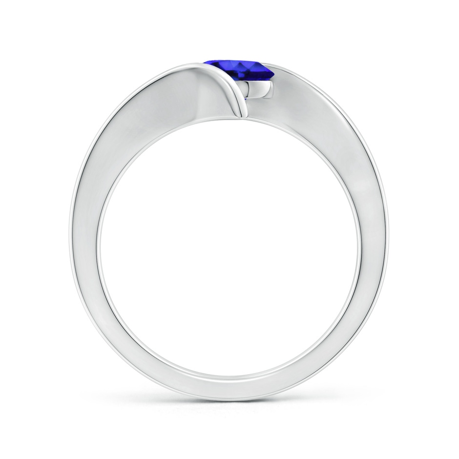 6mm AAA Bar-Set Solitaire Round Tanzanite Bypass Ring in White Gold side-1