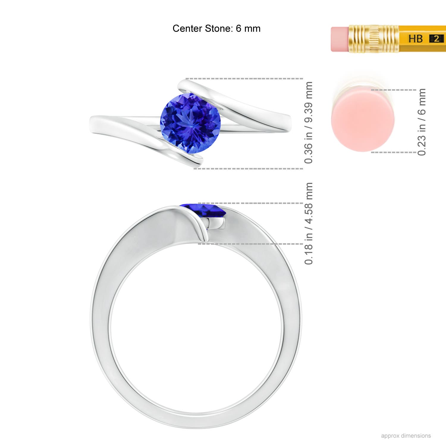 AAA - Tanzanite / 0.9 CT / 14 KT White Gold