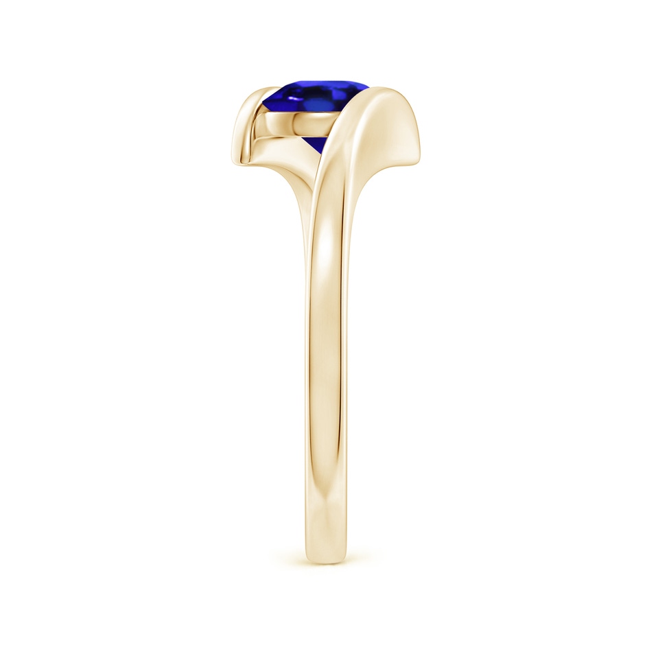 6mm AAA Bar-Set Solitaire Round Tanzanite Bypass Ring in Yellow Gold side-2