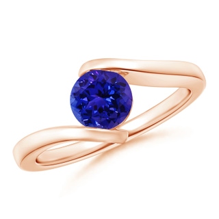6mm AAAA Bar-Set Solitaire Round Tanzanite Bypass Ring in 10K Rose Gold