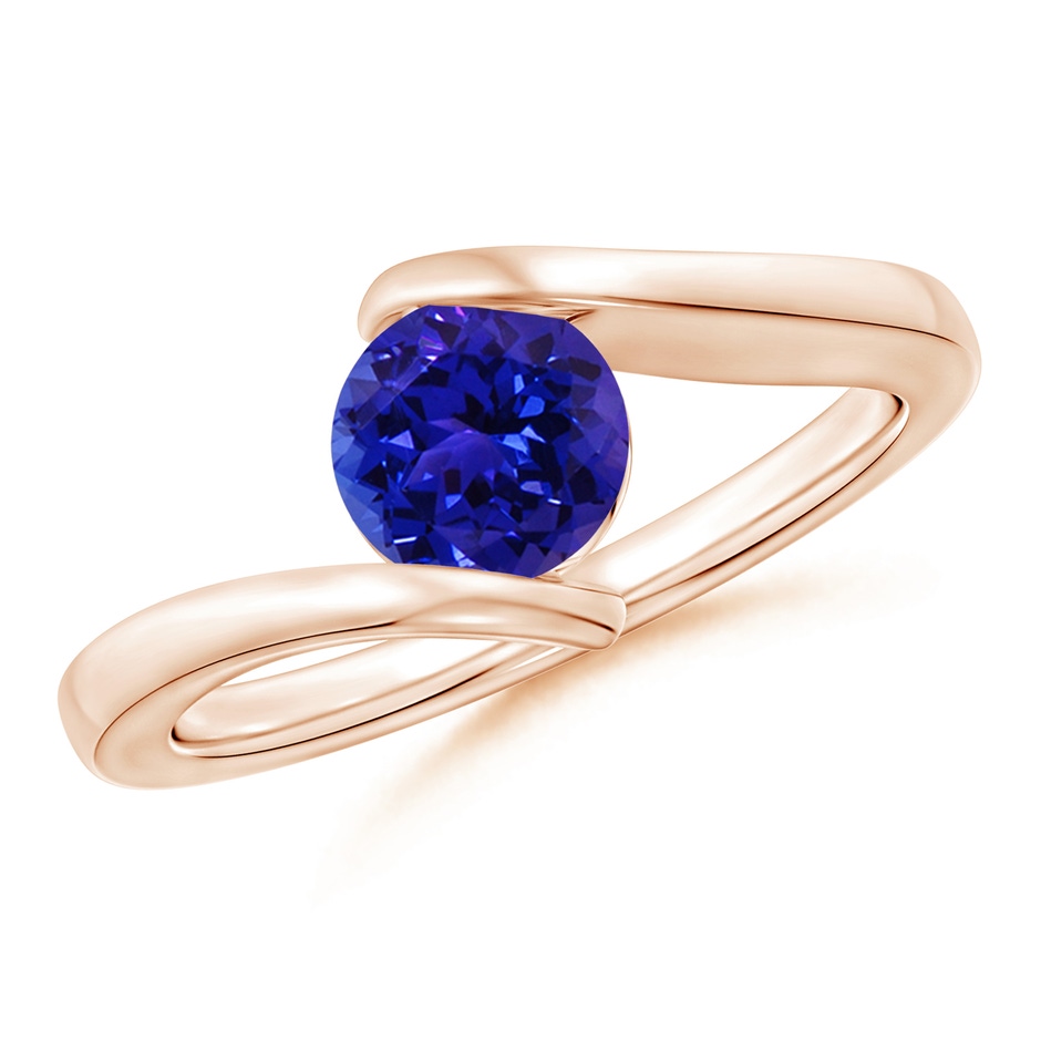 6mm AAAA Bar-Set Solitaire Round Tanzanite Bypass Ring in Rose Gold 