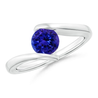 6mm AAAA Bar-Set Solitaire Round Tanzanite Bypass Ring in S999 Silver
