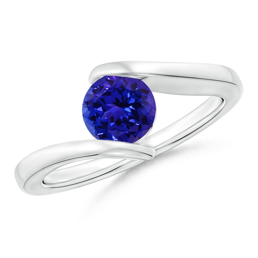 6mm AAAA Bar-Set Solitaire Round Tanzanite Bypass Ring in White Gold