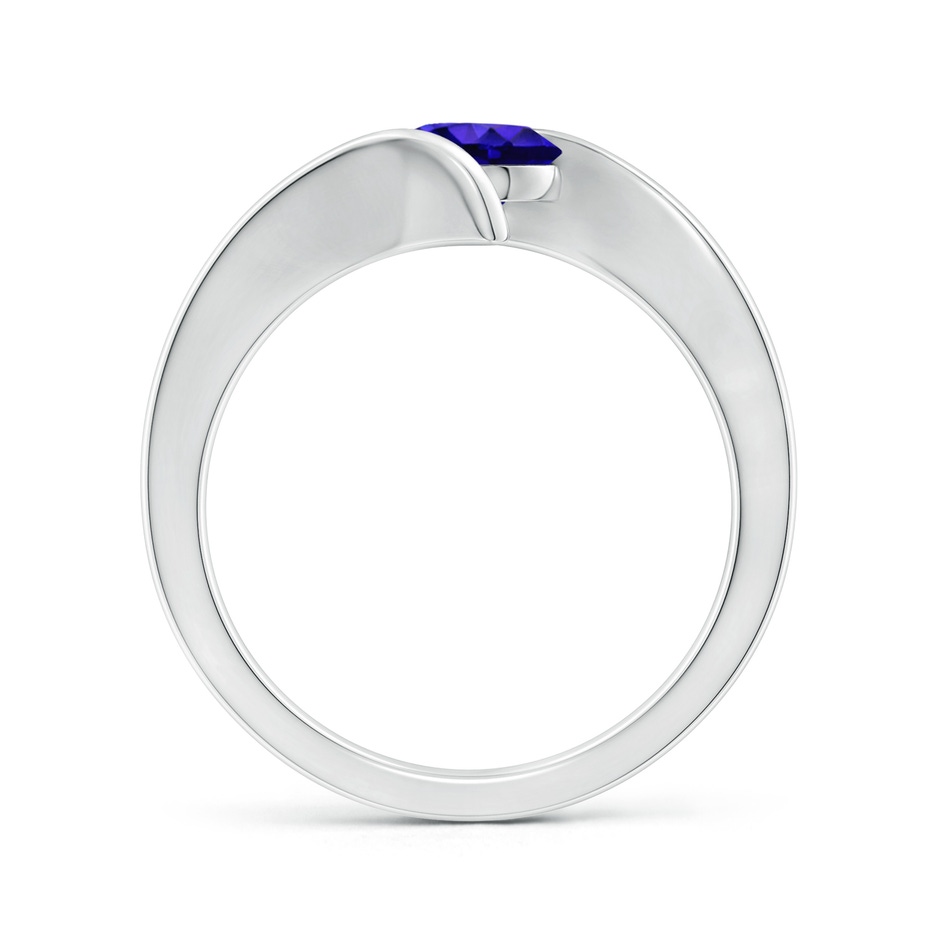 6mm AAAA Bar-Set Solitaire Round Tanzanite Bypass Ring in White Gold side-1