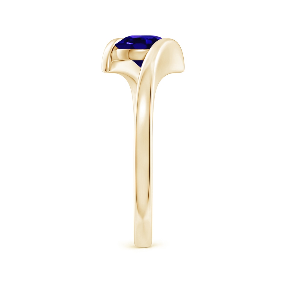 6mm AAAA Bar-Set Solitaire Round Tanzanite Bypass Ring in Yellow Gold side-2