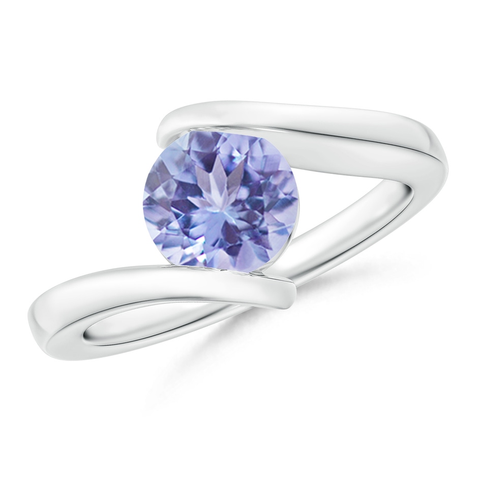 7mm A Bar-Set Solitaire Round Tanzanite Bypass Ring in S999 Silver 