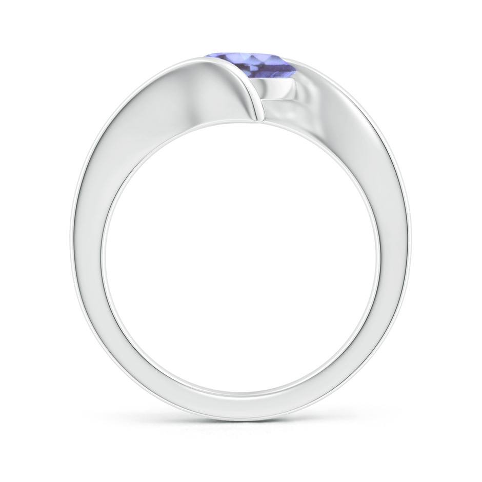 7mm A Bar-Set Solitaire Round Tanzanite Bypass Ring in S999 Silver side-1