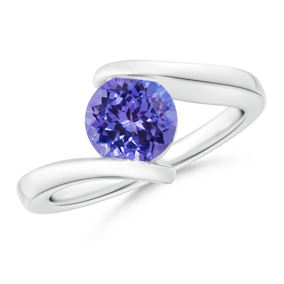 7mm AA Bar-Set Solitaire Round Tanzanite Bypass Ring in White Gold 
