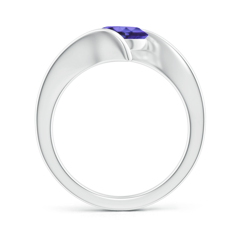 7mm AA Bar-Set Solitaire Round Tanzanite Bypass Ring in White Gold side-1