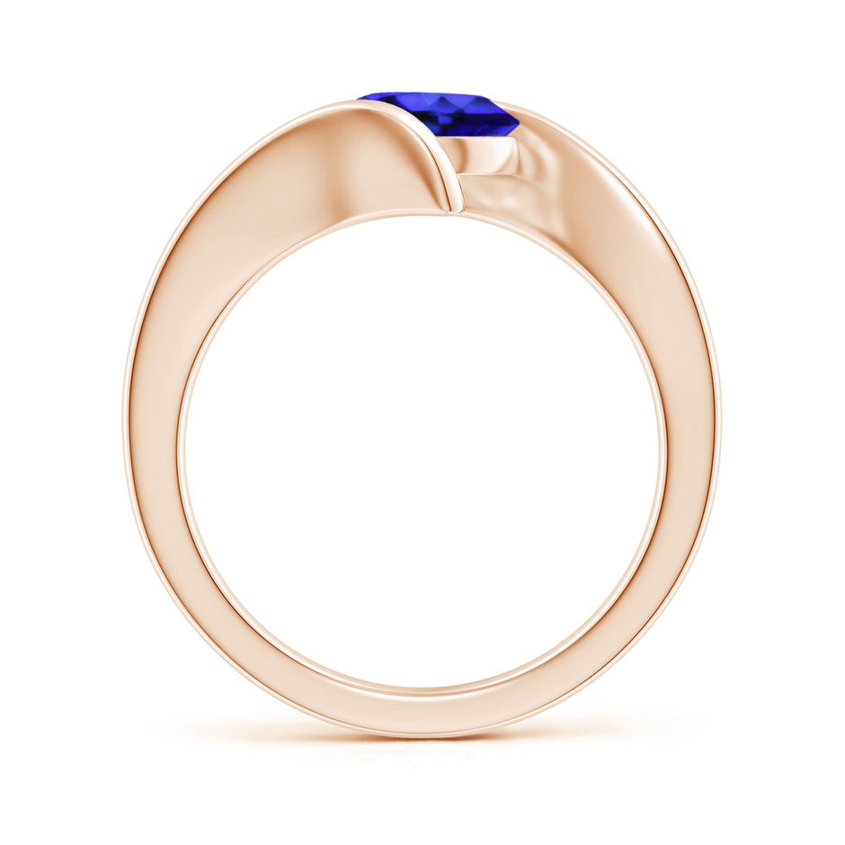 7mm AAA Bar-Set Solitaire Round Tanzanite Bypass Ring in Rose Gold side-1