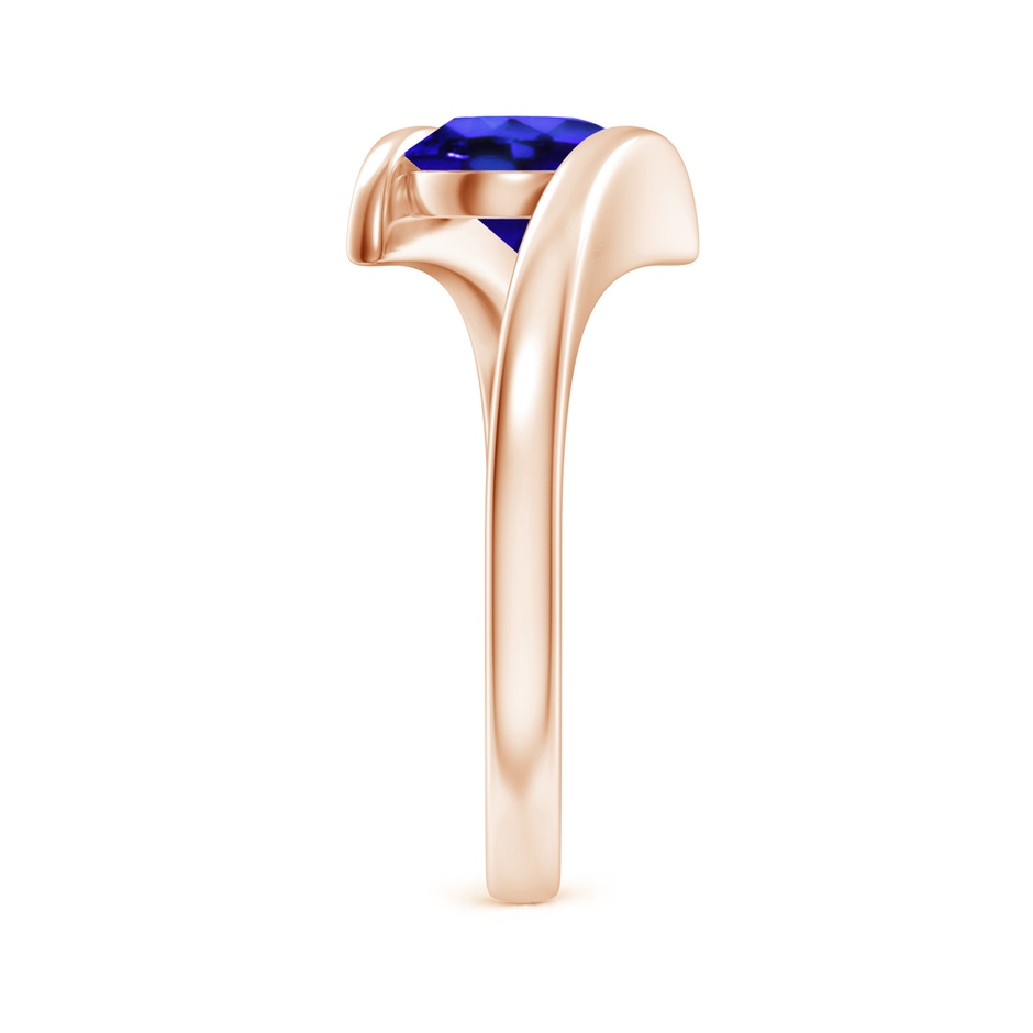 7mm AAA Bar-Set Solitaire Round Tanzanite Bypass Ring in Rose Gold side-2