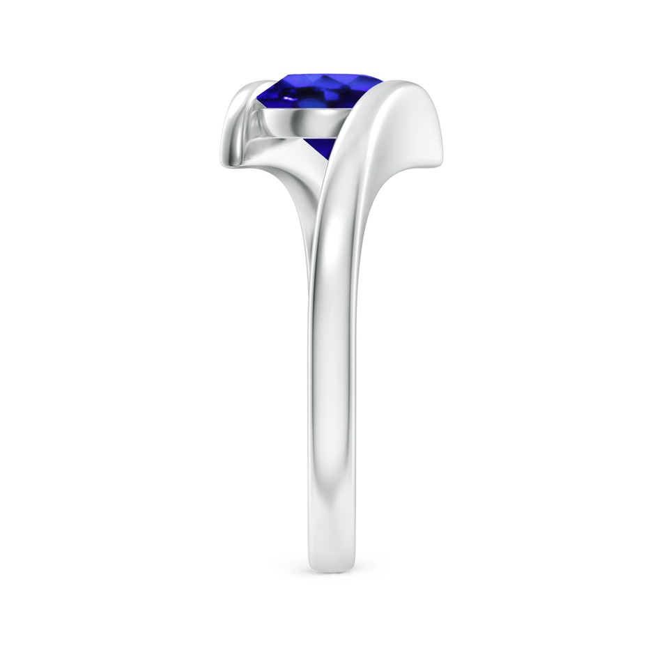 7mm AAA Bar-Set Solitaire Round Tanzanite Bypass Ring in S999 Silver side-2