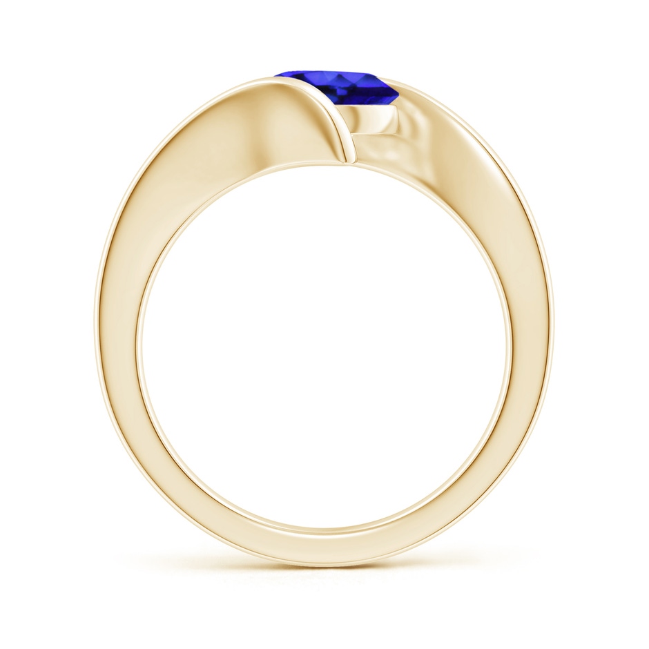 7mm AAA Bar-Set Solitaire Round Tanzanite Bypass Ring in Yellow Gold side-1