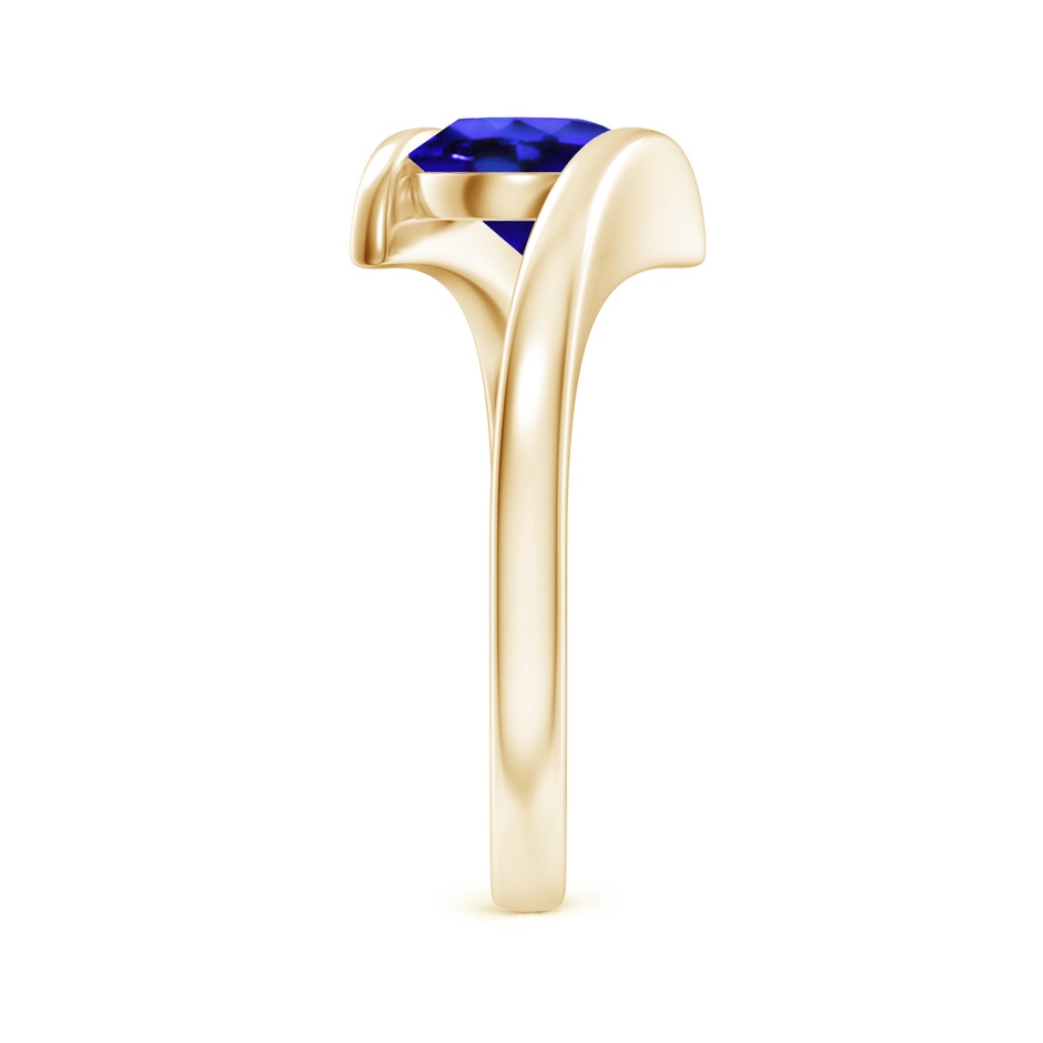 7mm AAA Bar-Set Solitaire Round Tanzanite Bypass Ring in Yellow Gold side-2