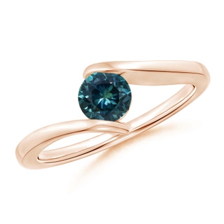 5mm AAA Bar-Set Solitaire Round Teal Montana Sapphire Bypass Ring in 10K Rose Gold