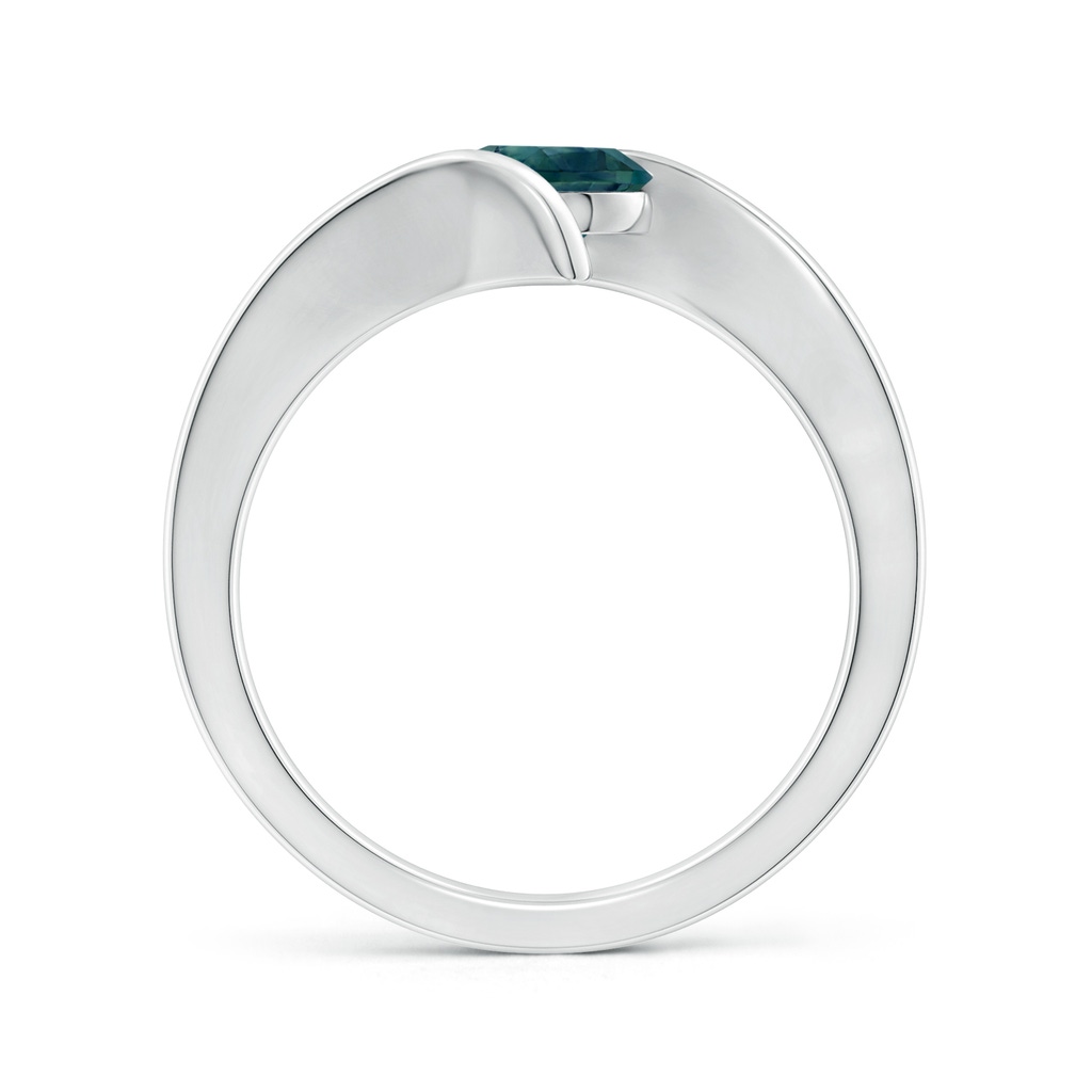 6mm AAA Bar-Set Solitaire Round Teal Montana Sapphire Bypass Ring in White Gold Side-1