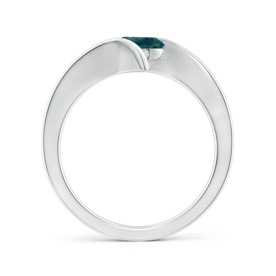 6mm AAA Bar-Set Solitaire Round Teal Montana Sapphire Bypass Ring in White Gold side-1