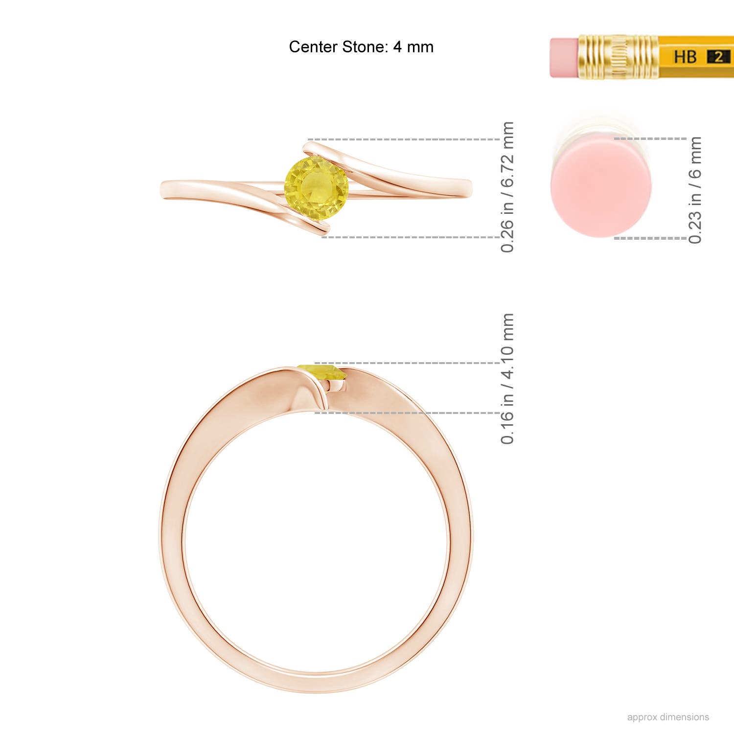 A - Yellow Sapphire / 0.27 CT / 14 KT Rose Gold