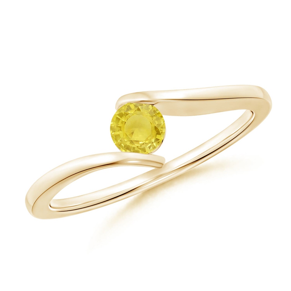 4mm A Bar-Set Solitaire Round Yellow Sapphire Bypass Ring in Yellow Gold 