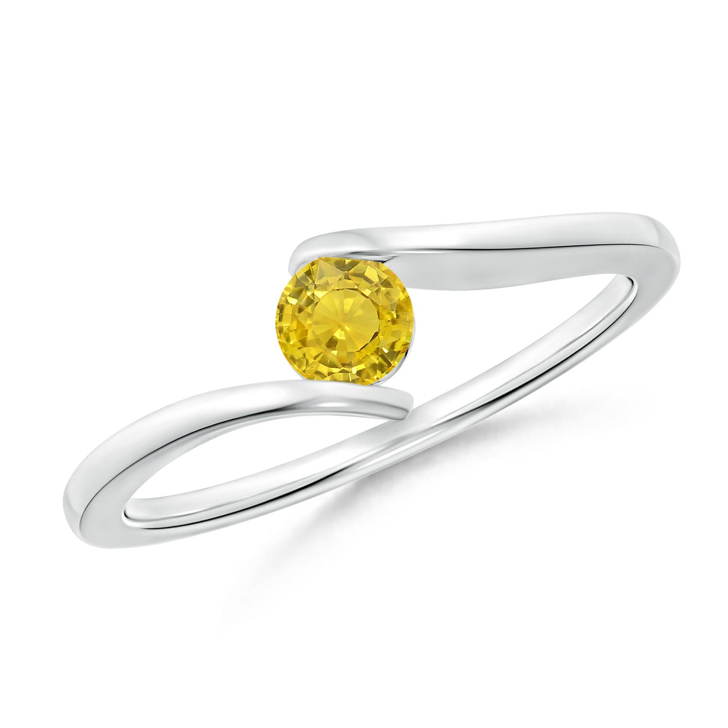 AAA - Yellow Sapphire / 0.27 CT / 14 KT White Gold