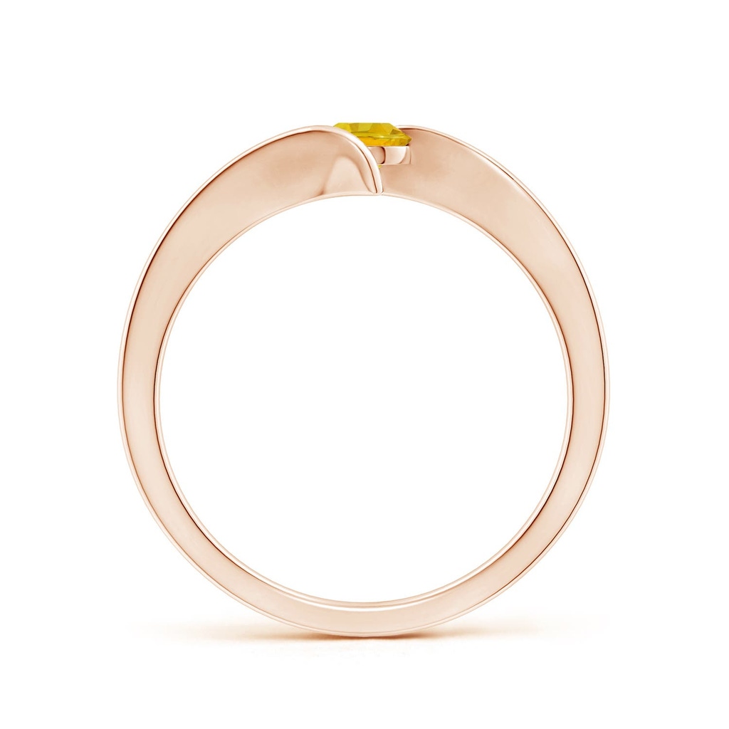 4mm AAAA Bar-Set Solitaire Round Yellow Sapphire Bypass Ring in Rose Gold - side 199