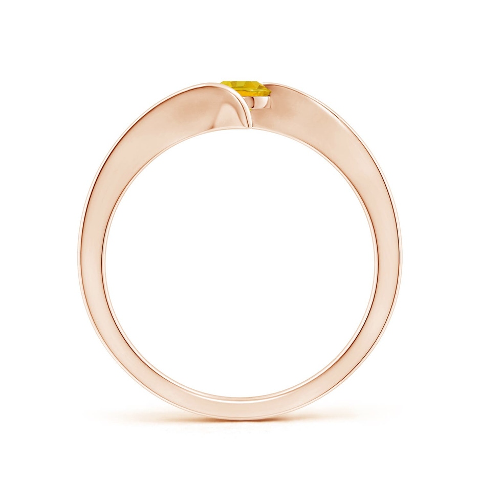 4mm AAAA Bar-Set Solitaire Round Yellow Sapphire Bypass Ring in Rose Gold side 199