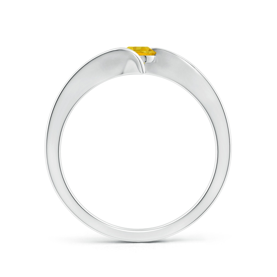 4mm AAAA Bar-Set Solitaire Round Yellow Sapphire Bypass Ring in White Gold side-1