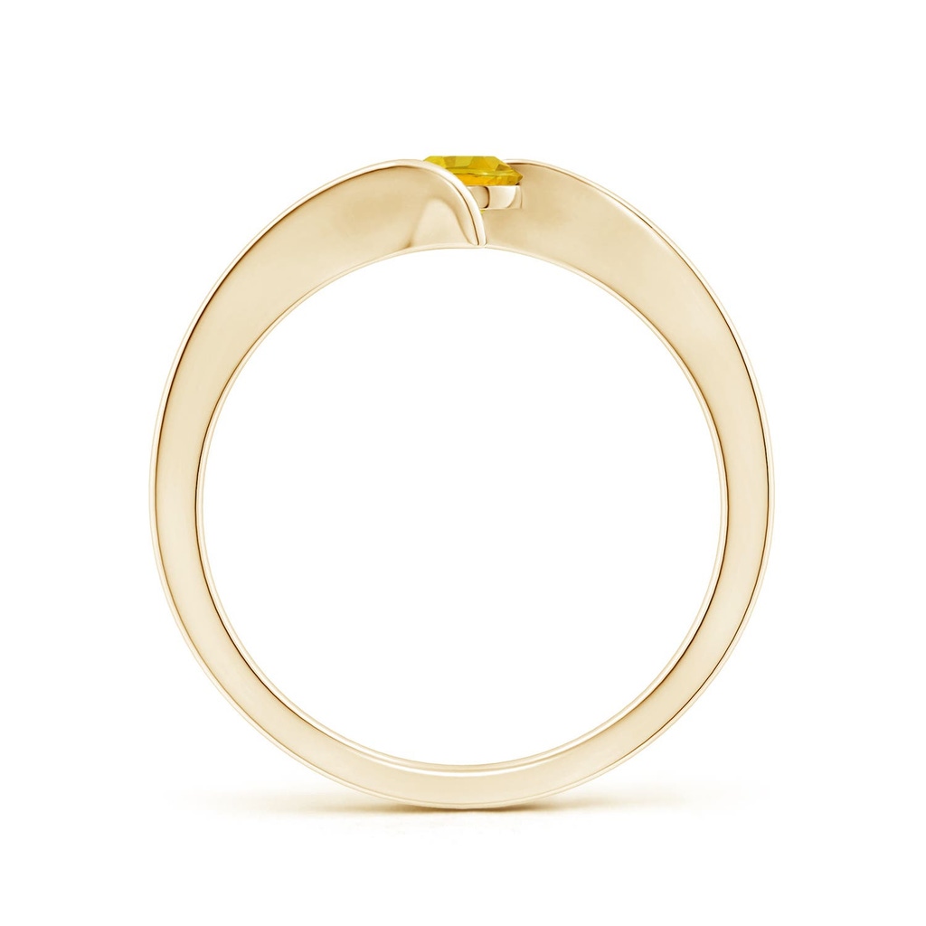 4mm AAAA Bar-Set Solitaire Round Yellow Sapphire Bypass Ring in Yellow Gold - side 199