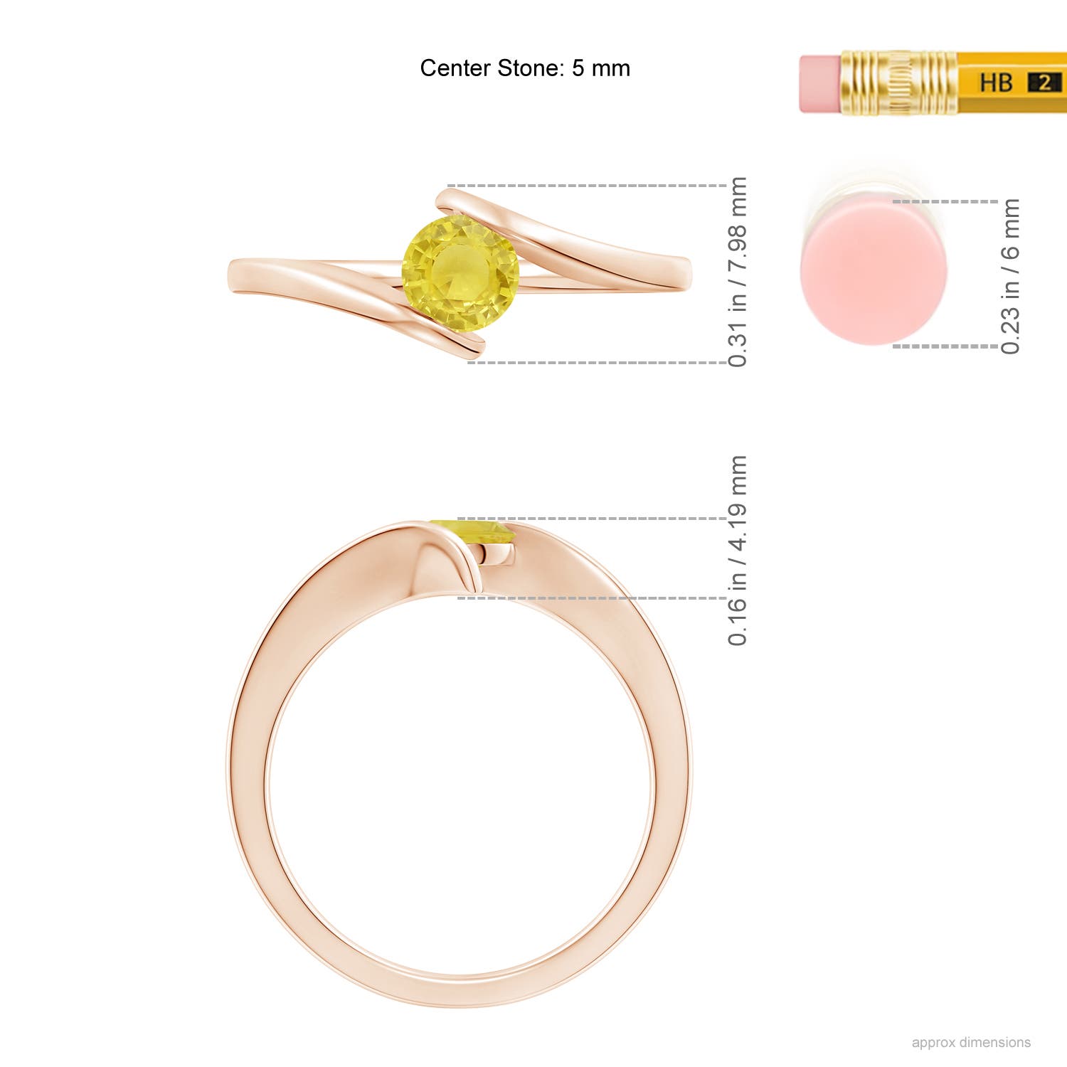 A - Yellow Sapphire / 0.53 CT / 14 KT Rose Gold