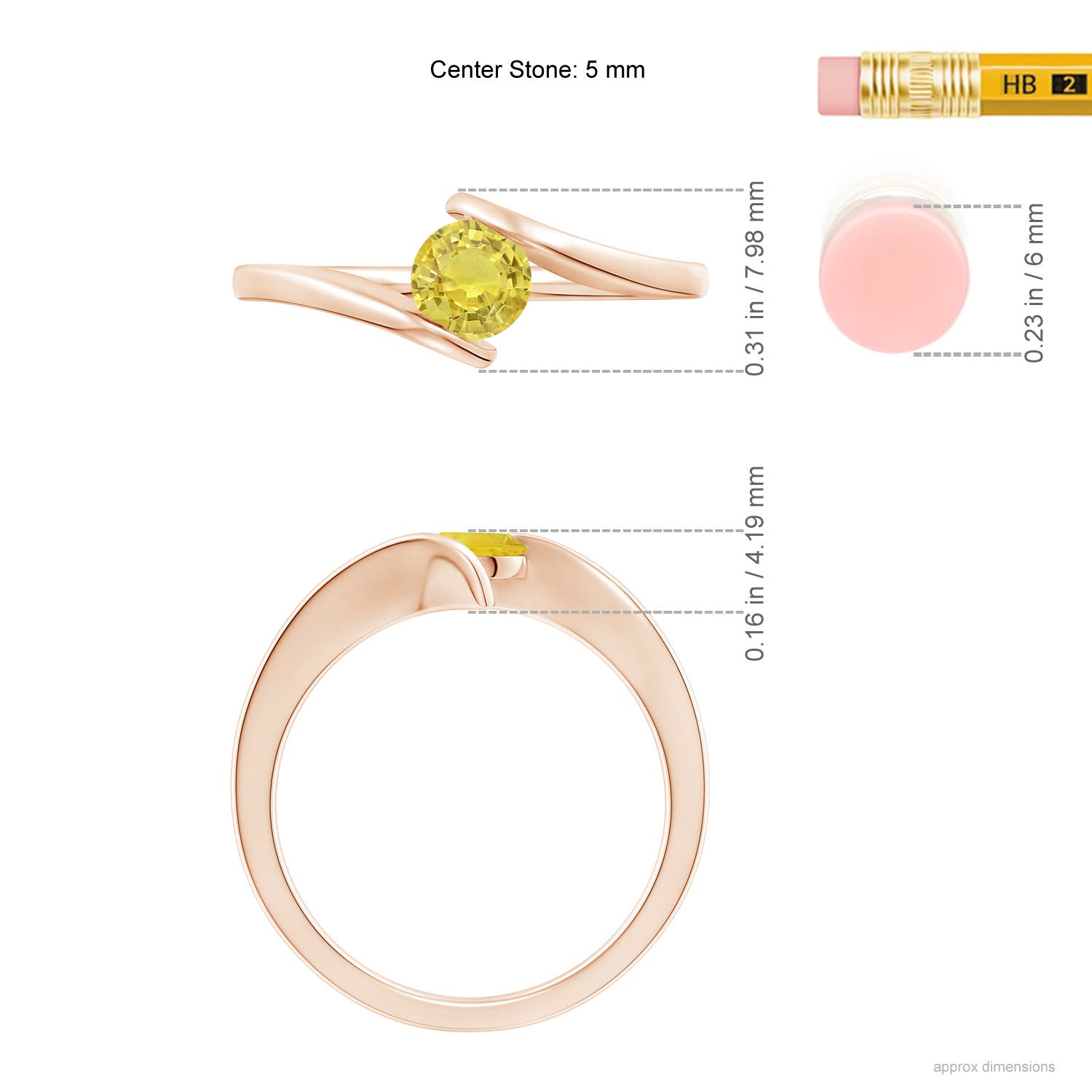 AA - Yellow Sapphire / 0.53 CT / 14 KT Rose Gold