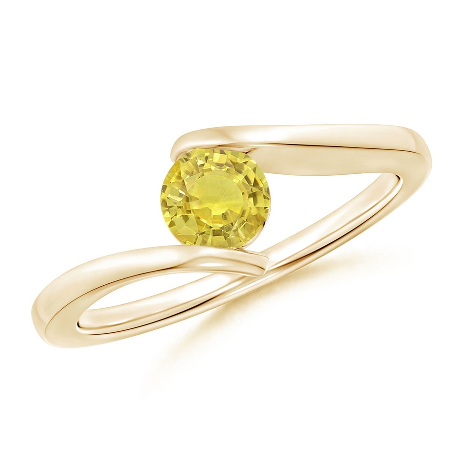 5mm AA Bar-Set Solitaire Round Yellow Sapphire Bypass Ring in Yellow Gold 