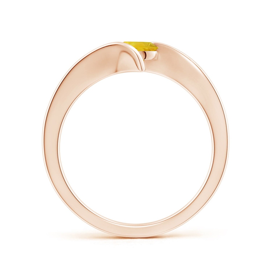 5mm AAA Bar-Set Solitaire Round Yellow Sapphire Bypass Ring in Rose Gold side 199