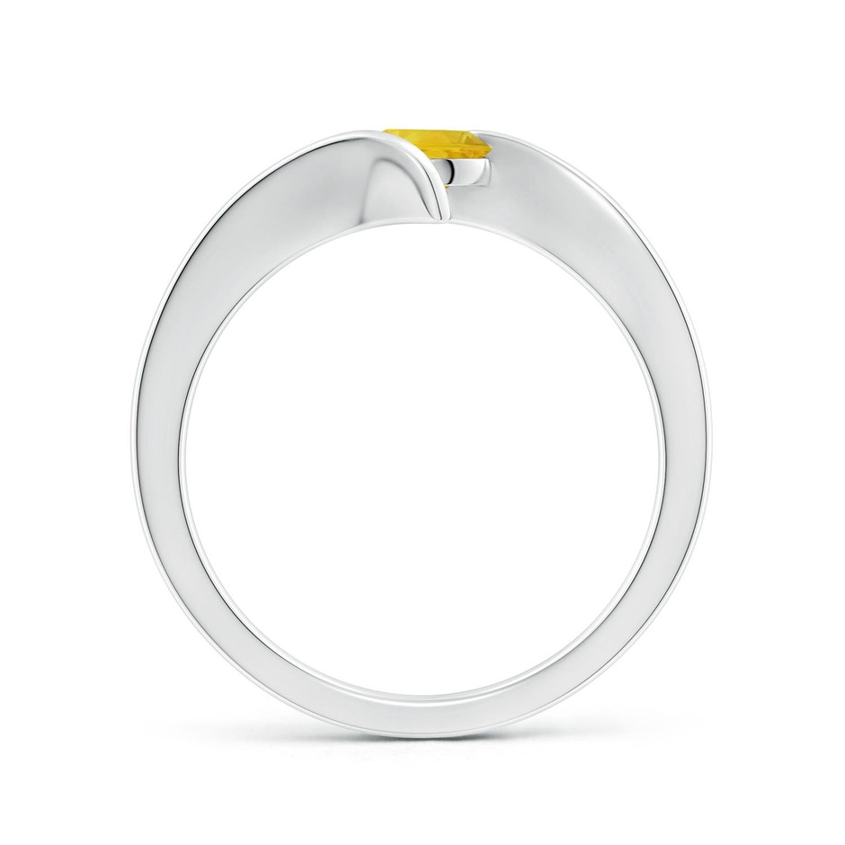 5mm AAA Bar-Set Solitaire Round Yellow Sapphire Bypass Ring in White Gold side 199