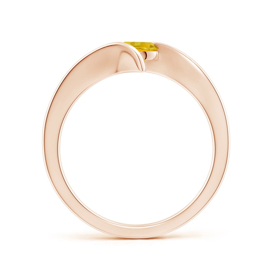 5mm AAAA Bar-Set Solitaire Round Yellow Sapphire Bypass Ring in Rose Gold side 199