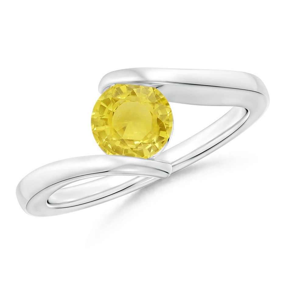 6mm A Bar-Set Solitaire Round Yellow Sapphire Bypass Ring in White Gold 