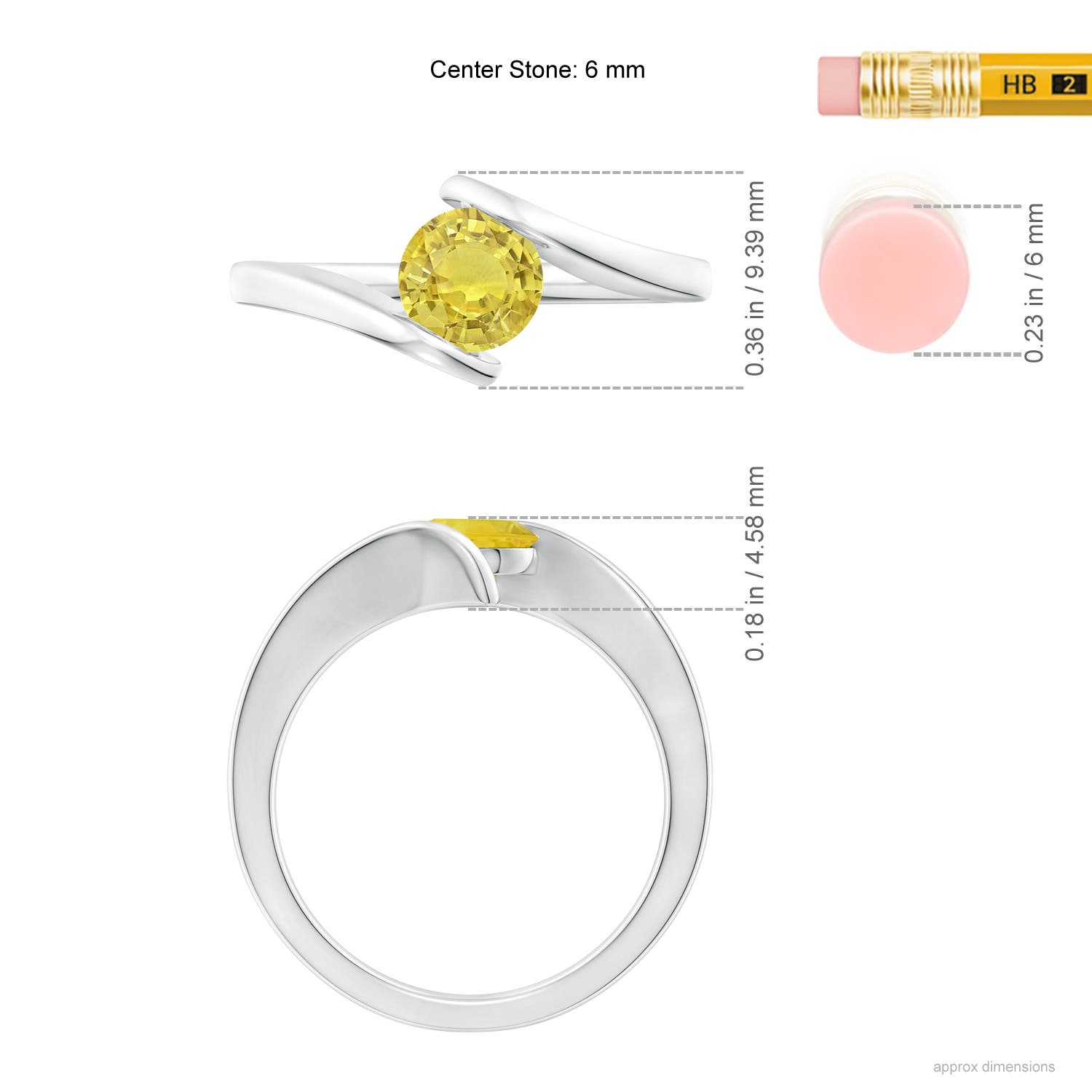 AA - Yellow Sapphire / 1 CT / 14 KT White Gold