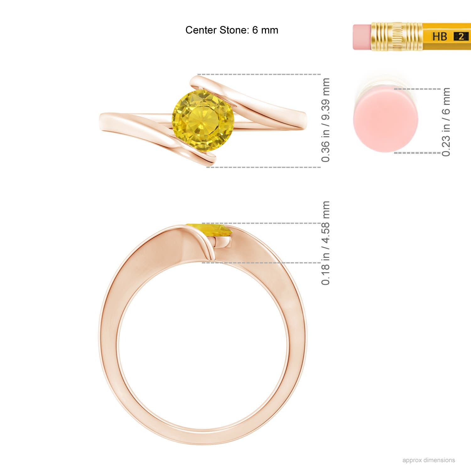 AAA - Yellow Sapphire / 1 CT / 14 KT Rose Gold