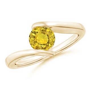 6mm AAAA Bar-Set Solitaire Round Yellow Sapphire Bypass Ring in Yellow Gold