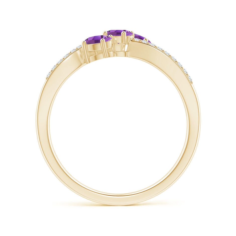 4x3mm A Oval Amethyst Three Stone Bypass Ring with Diamonds in Yellow Gold side-1