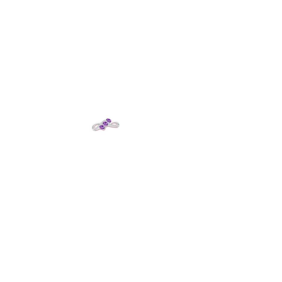 4x3mm AA Oval Amethyst Three Stone Bypass Ring with Diamonds in P950 Platinum body-hand