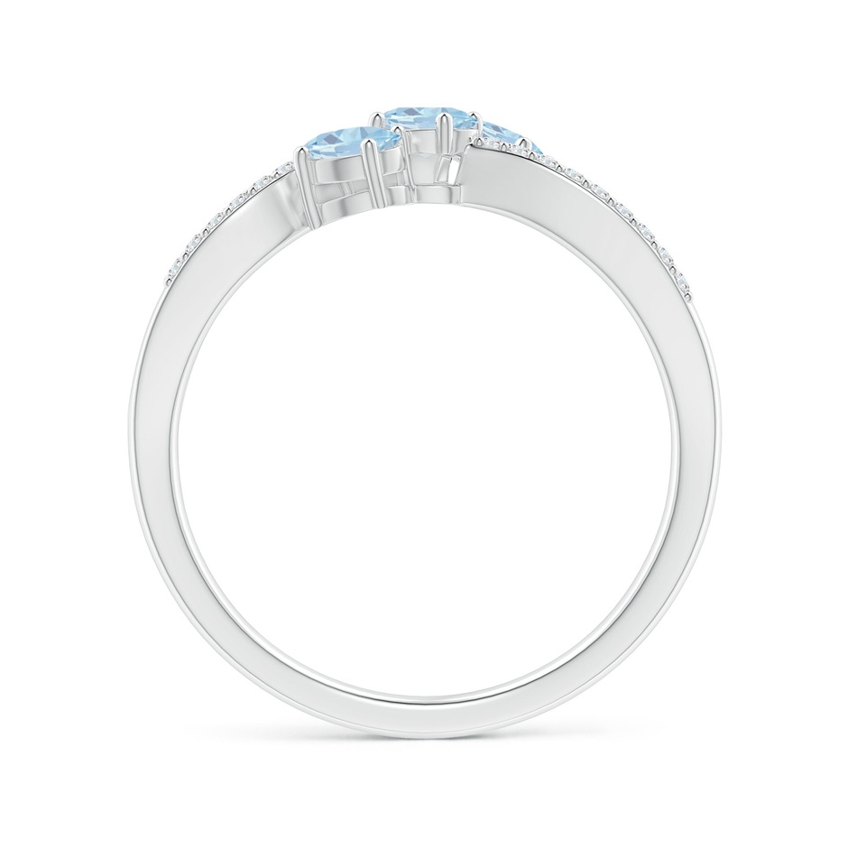 4x3mm A Oval Aquamarine Three Stone Bypass Ring with Diamonds in White Gold side-1
