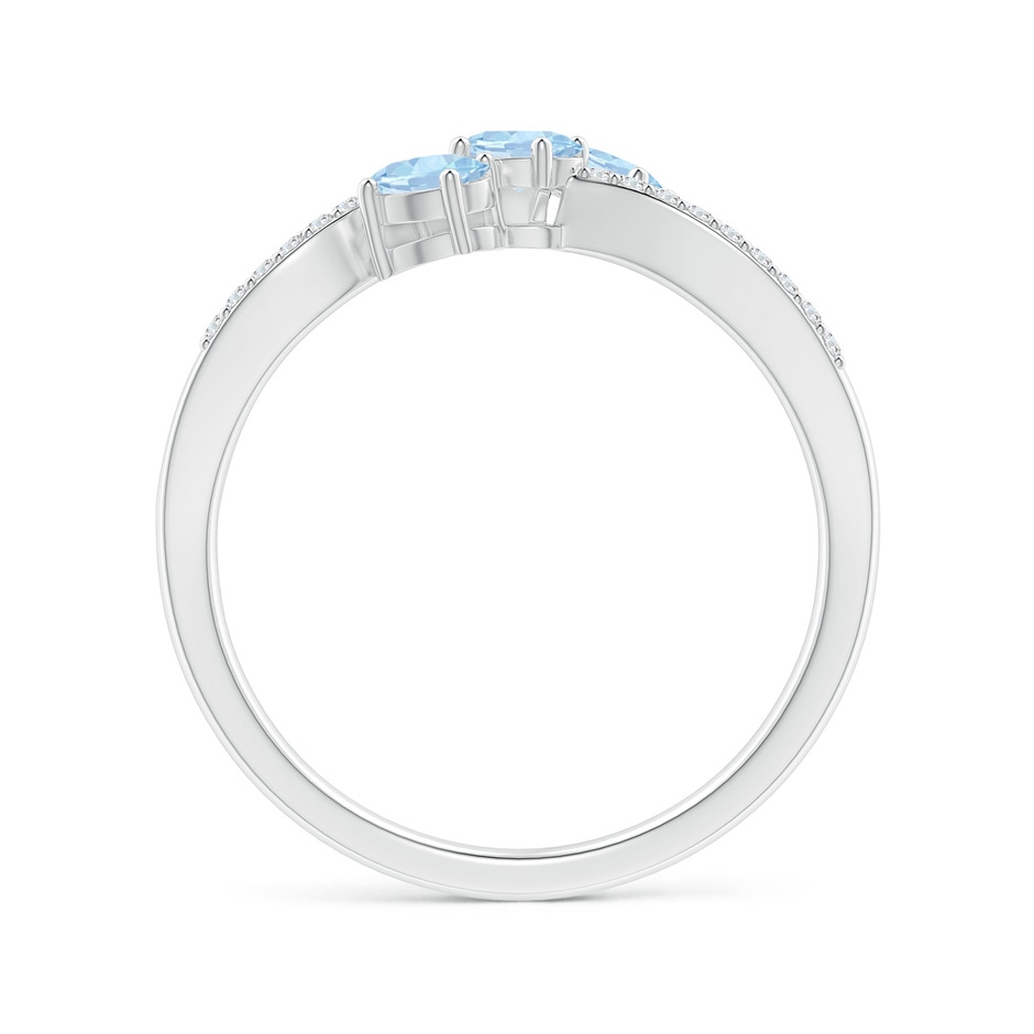 4x3mm AA Oval Aquamarine Three Stone Bypass Ring with Diamonds in White Gold side-1